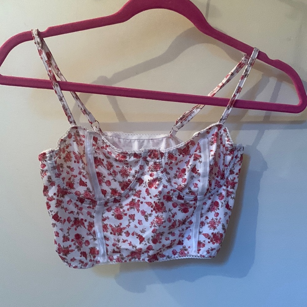 rose print bustier top